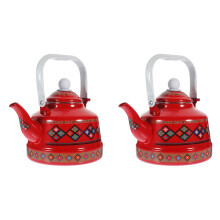 2Pièces Théière Émaillée Rouge Rétro Pour Usage