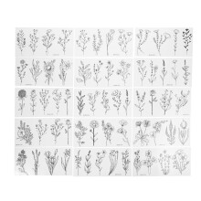 75Tatouages Temporaires Noir Fleurs Branches Tatouages Faux Pour Corps