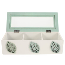 3Boîtes Rangement En Bois Verre Pour Cuisine Vert Clair