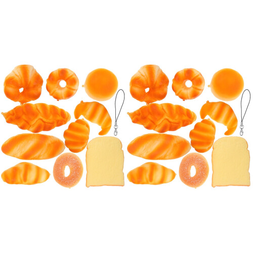 20Pcs Lifelike Faux Bread Model Set PU Material Assorted Color Props