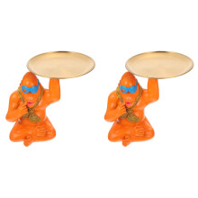 2Stk Schmuck- Und Schlüsselablage Orange, Resin Tiermodell Elegant