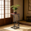 Leaf Pattern Iron Side Table Coffee Table with Burnished Brown Finish for Living Room Bedroom Small Spaces 8