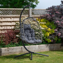 Samuel Alexander Grey Hanging Egg Chair With Stand Waterproof Cover