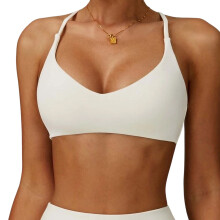 Fashionable Crossed Back Sports Bra Moisture Wicking-White XL