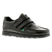 (Black, 4 (Adults')) Kickers Boys School Shoes Fragma Strap 3 Youth Leather Touch Fastening black UK