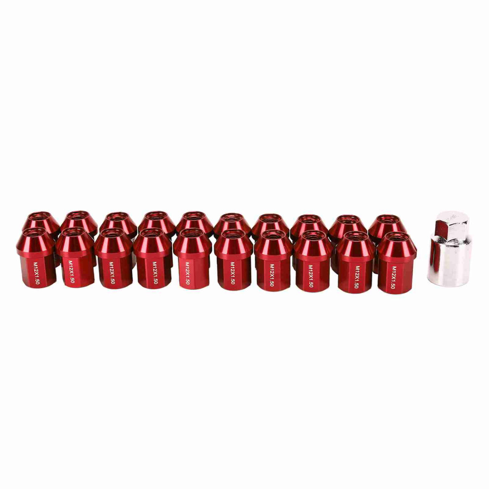M12x1.5 35Mm 6061 Alloy Lug Nut Set 20Pcs Red 7444352497003