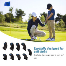 9 Piece Golf Iron Headcovers Black PU