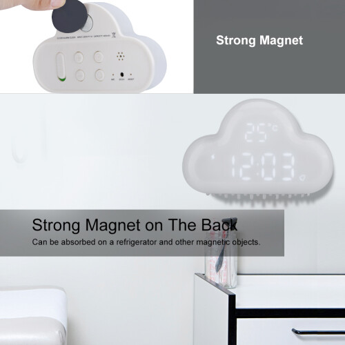 White Cloud Digital Clock with Magnet