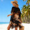 Floral Pattern Beach Dress For Beach Vacation-Navy blue 5