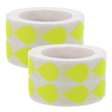 2Rolls Yellow Neon Teardrop Stickers Writable Tags