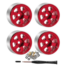 Lot de 4 roues de rechange en aluminium avec revêtement-Rouge