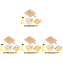 4Ensembles Mini Jouets Cuisine Décoratifs Bois Résine