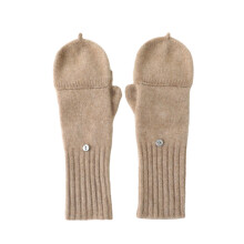 Unisex Cashmere Wool Gloves Fingerless Flip Cover Gloves-B