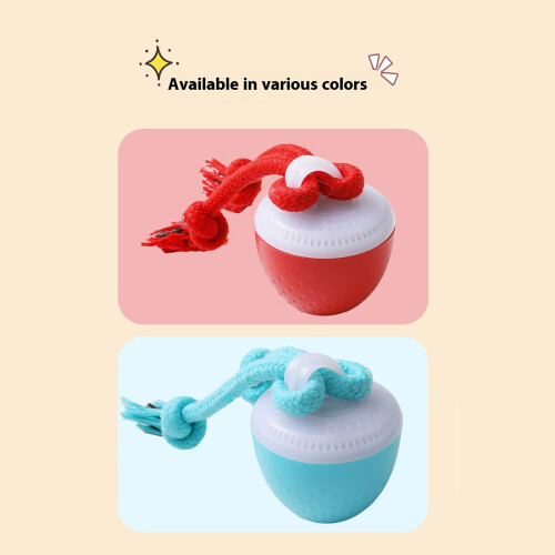Automatic Rolling Dog Toy Chewable Squeaky Rope Ball For-Red 1