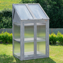 1.2m x 0.69m Small Grey Wooden Mini Greenhouse Cold Frame