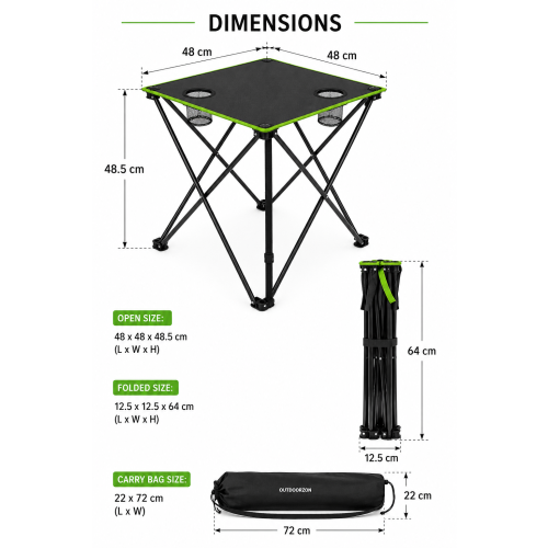 True Face Folding Camping Table with Cup Holders 2