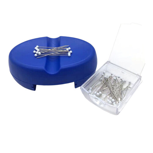 Magnetic Needle Holder With 50 Sewing Pin Plastic-Deep Blue