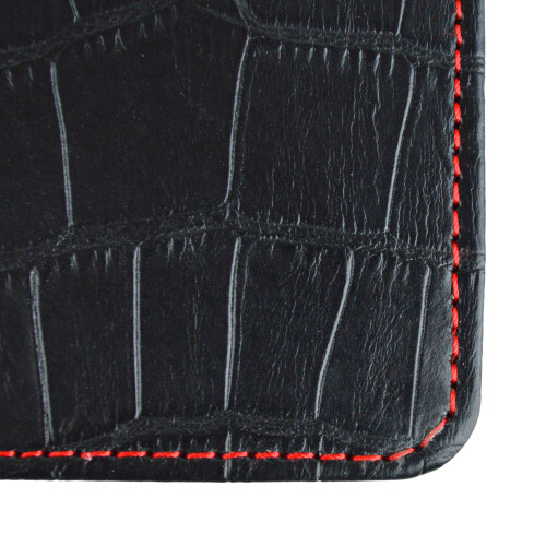 On Par Premium Croc Golf Scorecard Holder - Black / Red 2