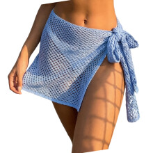 Womens badpak Coverups zomer vetersluiting strandjurk-Blauw