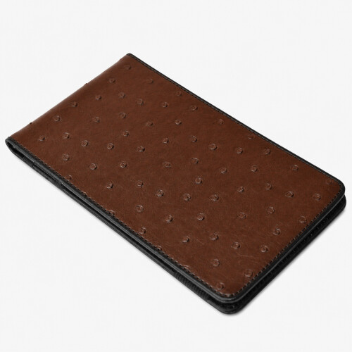 On Par Real Leather Ostrich Scorecard Holder - Brown/Black