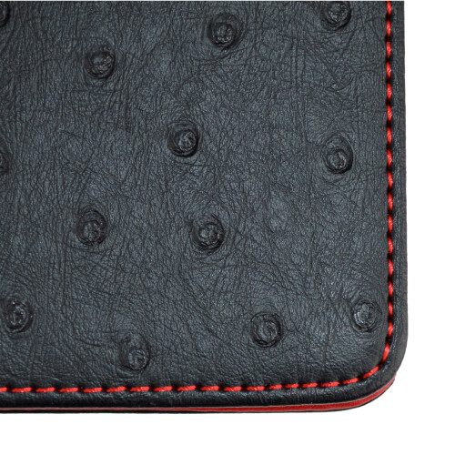 On Par Real Leather Ostrich Scorecard Holder - Black/Red 1