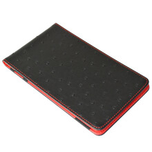On Par Real Leather Ostrich Scorecard Holder - Black/Red