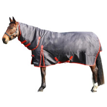 (7', Charcoal/Red) HYCONIC Combi Combo Neck Horse Turnout Rug