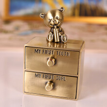 Caja para dientes de aleación de zinc 5x4.4x7.8 cm, 2-Drawer Bear