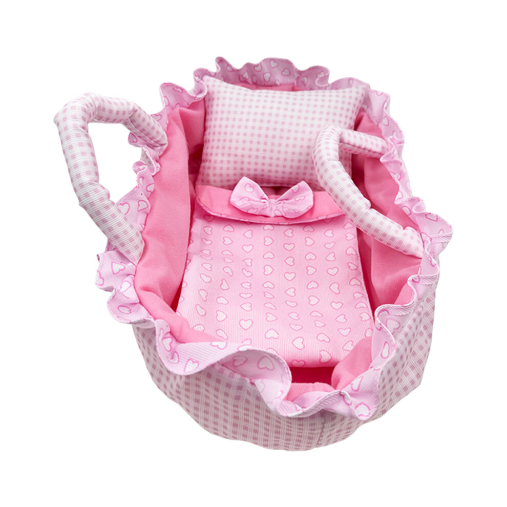 30cm Doll Bed Basket Containing Pillow And Blanket-pink A