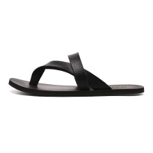(Black, 8.5) Men'S Handmade Tailoring Fashion Plus-Size Flip-Flops with Microfiber Upper And Solid Rubber Sole, Casual Comfortable Sandals for Outdoor