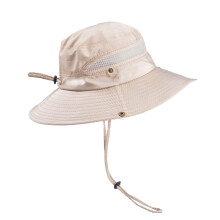 1Chapeau De Beige Polyester À Large Bord Cordon Réglable Uv