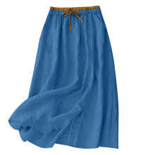 Flattering Middle Length Skirt Women's Retro-Royal Blue XL
