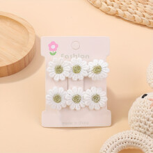 (8) 2pcs  Adorable Daisy Hair Clips for Girls - Fresh & Cute Fabric Handmade Bangs Accessories with Bow, Perfect for School