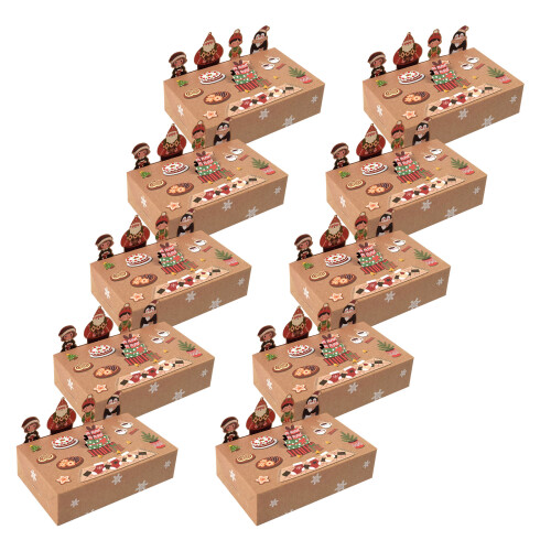 10pcs Foldable Animal Cookie Containers-brown wrapping paper