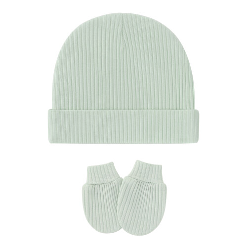 Winter Cap Gloves No Scratch Set Beanies Hats-Light Green