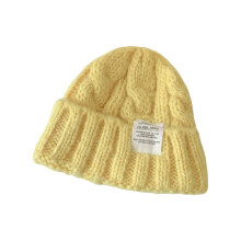 Dames gebreide muts katoen-linnenmix oversized los gebruik-Geel