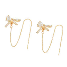 Elegant Butterfly Design Zirconia Studded AntiLoss Ear-Gold