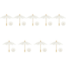 9Stk Eleganter -Spitzenregenschirm Beige Für Party Foto