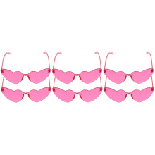 6 Damen Herzrahmenlose Sonnenbrillen Party Leicht
