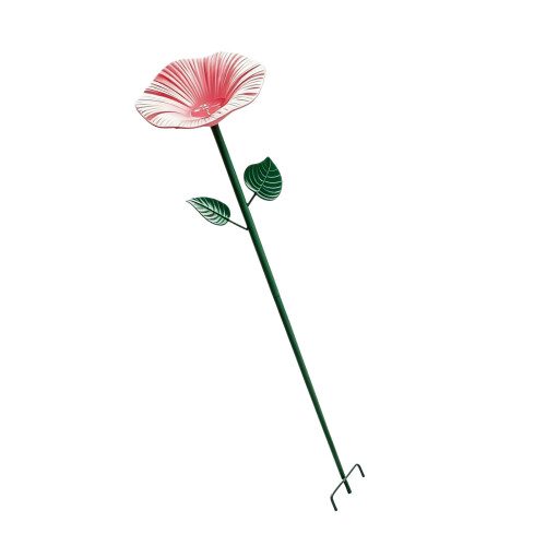 Wrought Iron Blossom Stake Garden Ornament Functioning As-Pink