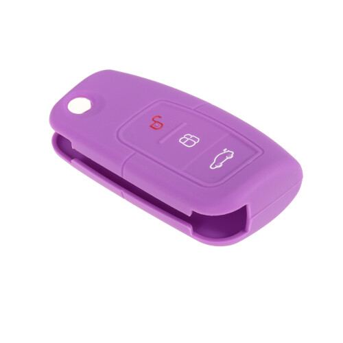 Protège Clé Violet Silicone Souple Avec 3 Boutons