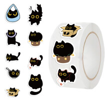 500 Black Cats Decoration Stickers Peelable Kitten Graffiti Art
