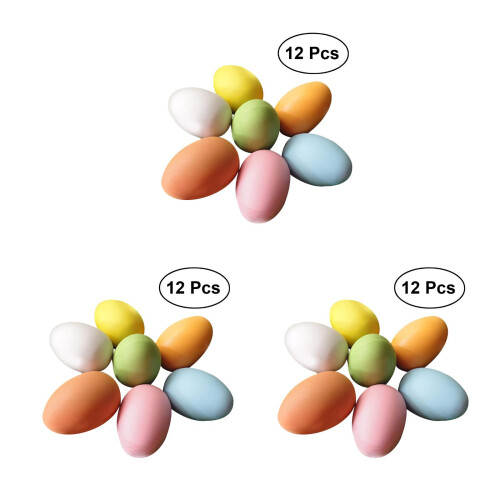 36Pcs Graffiti Easter Eggs Plastic Hand Painted DIY Hanging Ornaments