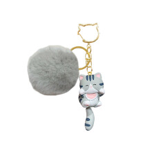 Praktischer Plüsch-Katzen-Schlüsselanhänger, weiche Tasche,-1