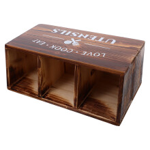 1Boîte En Bois Organisateur De Couverts Pour Cuisine Marron