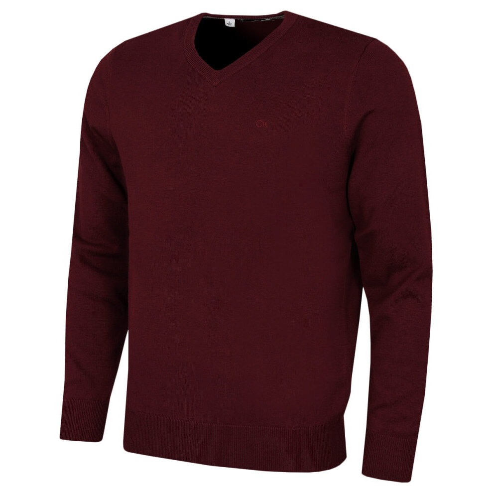 Calvin Klein (Xxl, Port) Mens 2026 V-Neck Soft Cotton Easy Care Golf Sweater