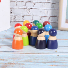 12Pcs Colorful Wooden Dolls Roleplay