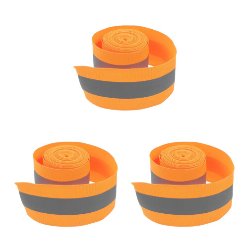 3Rolls Easy Sew Reflective Tape Orange Polyester Outdoor Warning Strip 2