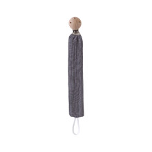 Delicate Cotton Teether Strap Wood Pacifier Clip-Dark Gray