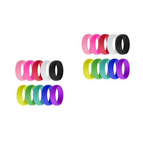 20Pcs Silicone Engagement Rings Durable Multicolor Unisex Bands 1